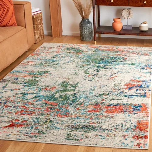 Vista 12 de SAFAVIEH Madison Collection - Alfombra decorativa de 2 pies 2 pulgadas x 4 pies, color crema y naranja, diseño abstracto moderno, no desprende