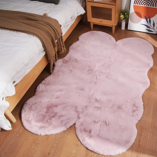 Vista 22 de Ghouse Alfombra ultrasuave de pelo sintético de conejo 2x3, alfombras lavables a máquina para dormitorio, alfombras esponjosas para sala de estar