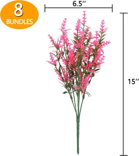 Vista 7 de GREENRAIN 8 ramilletes de flores artificiales de lavanda 6#rosa intenso