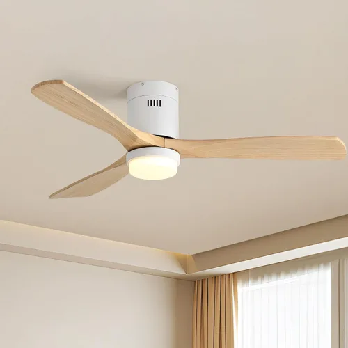 Vista 16 de Sofucor Ventilador de techo de 52 pulgadas sin luz, ventiladores de techo de madera maciza para interiores y exteriores sin luces, motor CC