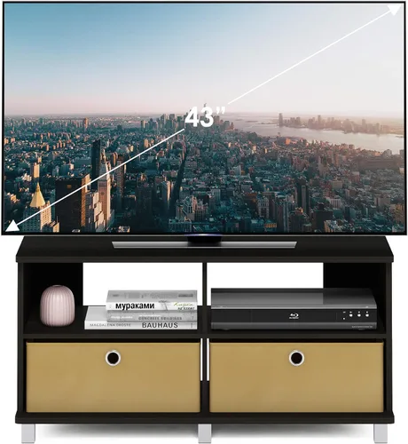 Vista 4 de Furinno Andrey - Centro de entretenimiento con cajones, Espresso oscuro