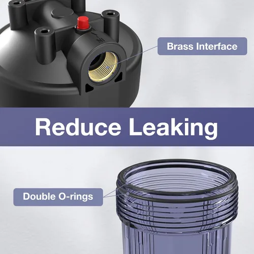 Vista 5 de SimPure Sistema de filtro de agua para toda la casa, 2 etapas de prefiltración de agua transparente para el hogar con filtros de carbono