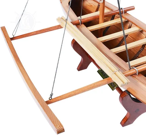Vista 10 de Old Modern Handicrafts Modelo hawaiano de canoa Outrigger – Modelo de barco coleccionable – 25.3 pulgadas de largo x 10.0 pulgadas de ancho x 24.0