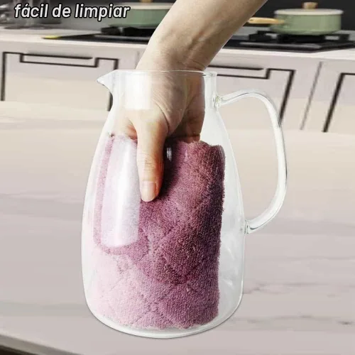 Vista 8 de Jarra de vidrio con tapa y asa, jarra de borosilicato resistente al calor