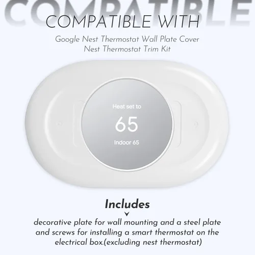 Vista 2 de Nest - Accesorios para termostato – Cubierta de placa de pared para hogar inteligente, compatible con termostato Google Nest 2020 – Kit de recorte
