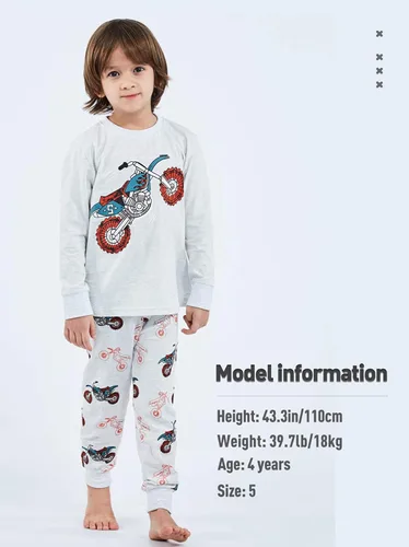 Vista 2 de A&J DESIGN Pijama de algodón estampado para niños de 2 a 14 años, conjunto de pijama de 2 piezas