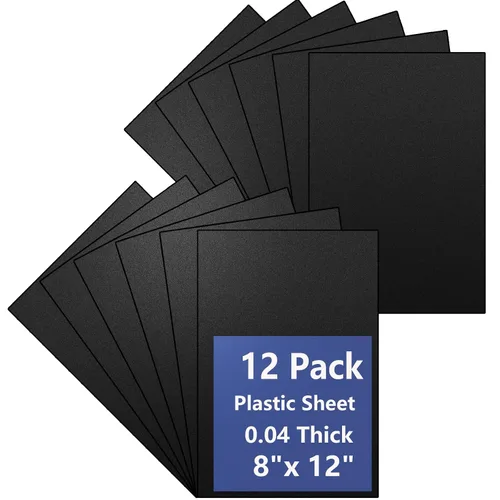 Vista 10 de Paquete de 6 hojas de plástico negro de 8 x 12 x 0.04 pulgadas, hojas de plástico flexibles de alta resistencia, panel de plástico negro