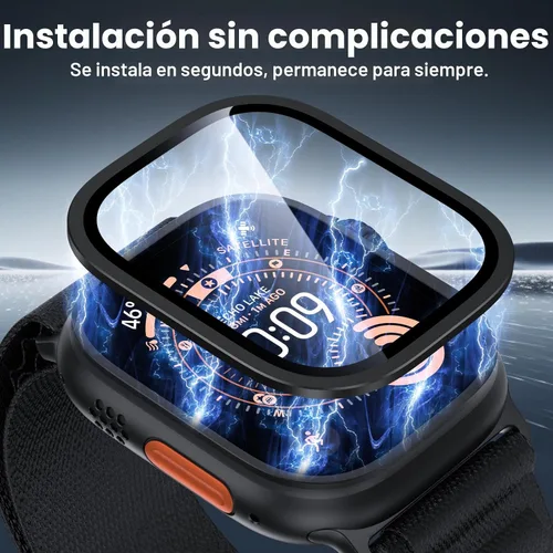 Vista 7 de Uyiton - Protector de pantalla para Apple Watch Ultra 4/3/2/1, vidrio para iWatch de 1.929 in Transparente (borde negro)