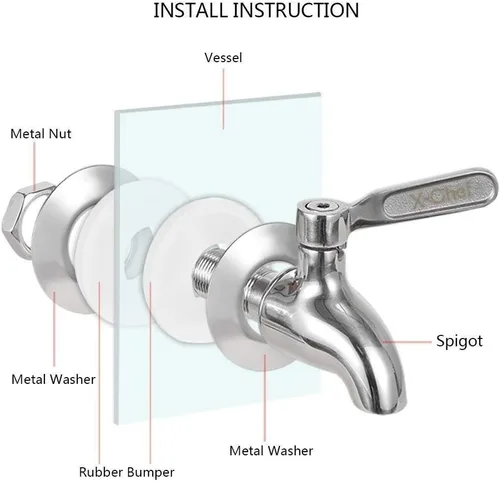 Vista 7 de X-Chef Reemplazo de la espita del dispensador de bebidas, espita de metal de acero inoxidable para tarro de vidrio y dispensador de bebidas