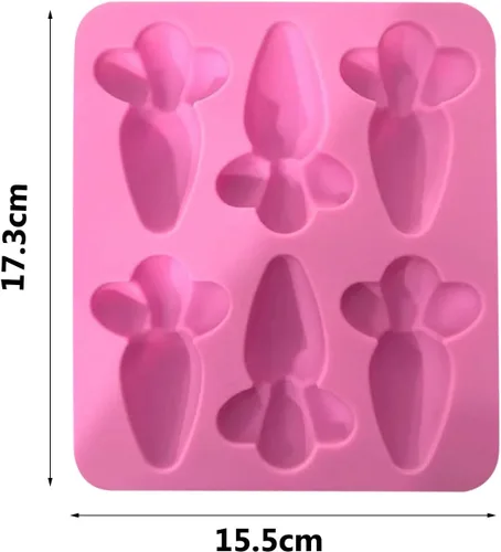 Vista 7 de ASkinds Molde de chocolate con zanahoria de Pascua, 6 cavidades, bandeja de silicona antiadherente para chocolate, molde para hornear bricolaje