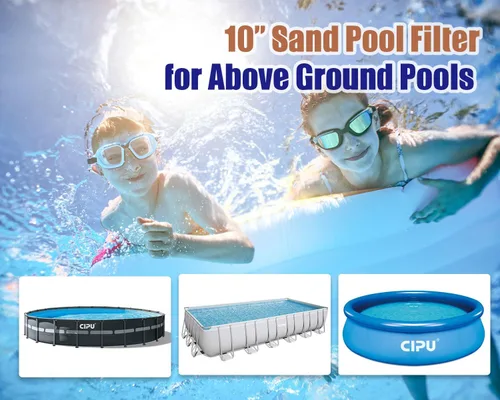 Vista 6 de CIPU Sistema de bomba de filtro de arena de 10 pulgadas, práctica válvula de 4 vías para piscinas sobre el suelo con bomba de piscina de 0.25 HP 115
