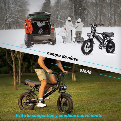 Vista 7 de VDL Bicicleta eléctrica de montaña para adolescentes/adultos, bicicleta eléctrica de neumático grueso de 16 pulgadas, motor de asiento más ancho