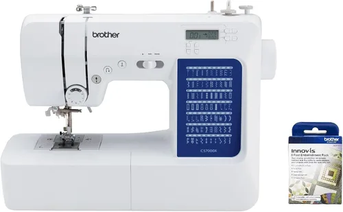 Vista 14 de Brother CS7000X Máquina de coser y acolchar computarizada, 70 puntadas integradas, pantalla LCD, mesa ancha, 10 prensatelas incluidos, blanco 70