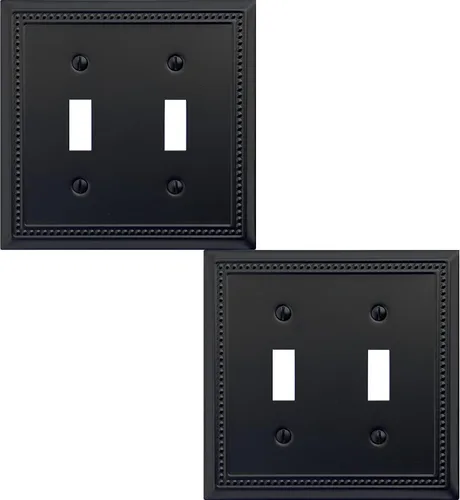 Vista 17 de OKAWYC Belaire - Cubierta para interruptor de luz de decoración individual, placa de pared de metal con cuentas, paquete de 4 unidades de bronce