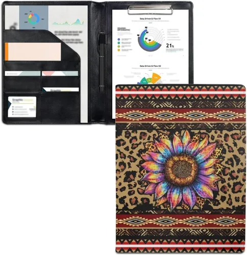Vista 29 de Dreaweet Carpeta de cuero personalizable para mujeres y hombres, añade tu nombre/logo/imagen a la carpeta de portafolio para documentos