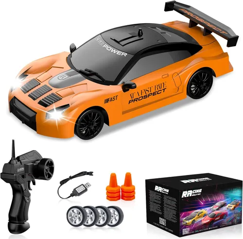 Vista 8 de Coches de Deriva RC, 2.4Ghz 1:24 Coche de Control Remoto 4WD de Alta Velocidad Deriva RC con Luz LED y Neumáticos de Deriva Coches de Juguete