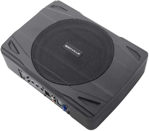 Vista 4 de Rockville SS8P Paquete: Subwoofer de 8 pulgadas, 400 W, delgado, bajo el asiento, para coche/camión, alimentado activamente, Kit de instalación