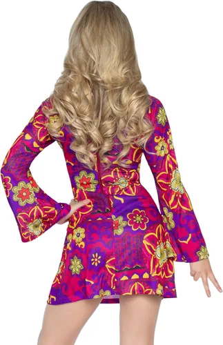 Vista 4 de Leg Avenue womens 2 Pc Hippy Girl Flower Bell Sleeve Dress With Headband