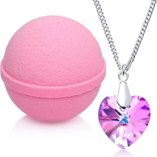 Vista 6 de Enliven Me - Bomba de baño de lavanda con collar creado con cristal extra grande de 10 onzas, fabricada en Estados Unidos