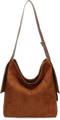 Vista 8 de Herald Bolso de hombro de ante suave y holgado para mujer, bolso cruzado retro con correa ajustable