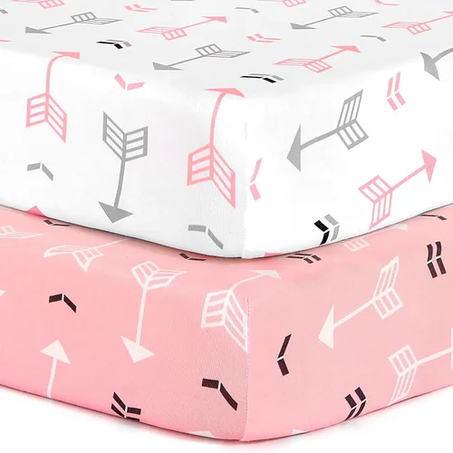 Vista 32 de Pack n Play Sheets BROLEX - Juego de 2 sábanas para cuna, juego de sábanas elásticas y portátiles para cuna, funda de colchón convertible