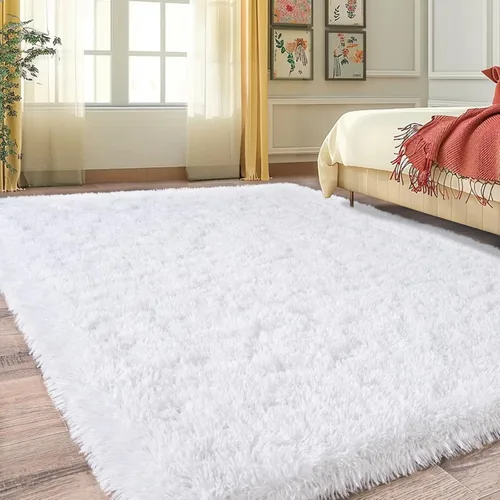 Vista 19 de Alfombras lanudas para dormitorio, sala de estar, dormitorio universitario, habitación de niños, decoración, alfombra suave y moderna