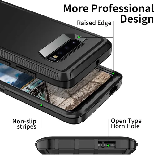 Vista 3 de Funda para Galaxy S10, [sin protector de pantalla] resistente a prueba de golpes, polvo y caídas, 3 capas de protección completa del cuerpo, funda