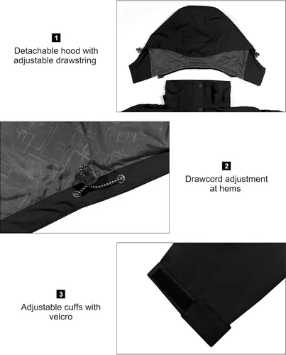 Vista 6 de Little Donkey Andy Chaqueta impermeable para hombre, ligera, con capucha, para viajes, senderismo, golf