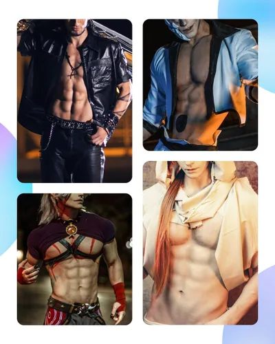 Vista 3 de Body de silicona con pecho muscular realista para hombre para cosplay, accesorios de Halloween