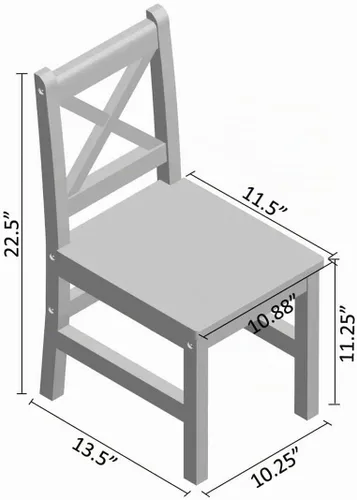 Vista 2 de eHemco - Silla de madera maciza para niños, natural, juego de 2