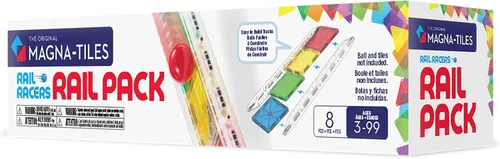 Vista 2 de MAGNA-TILES Rail Racers Rail Pack - Juego de construcción magnética de 8 piezas, la marca original de construcción magnética