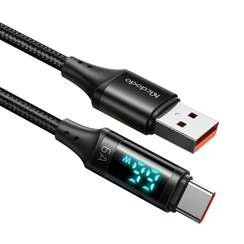 Vista 8 de Mcdodo Cable USB C tipo C de carga rápida de 4 pies con medidor de potencia digital de 100 W, cable trenzado de nailon para iPhone 15/15Pro/iPad