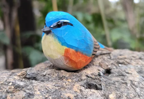 Vista 20 de Figura de pájaro de madera Azure Tit, tilo tallado a mano, marrón claro, decoración moderna para el hogar, regalo de pájaro