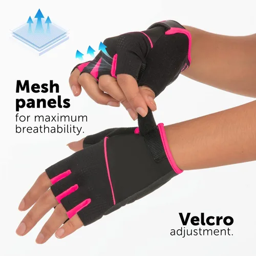 Vista 4 de GW Bicycles - Guantes de ciclismo Guantes de bicicleta de medio dedo para hombres y mujeres con cuero sintético en la palma