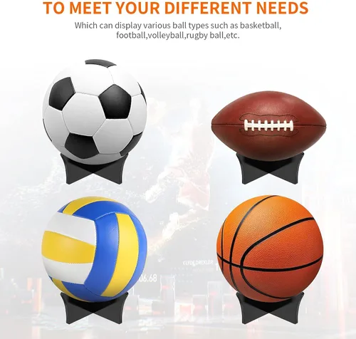 Vista 5 de CANIPHA Soporte de bola de acrílico - Soporte de exhibición para fútbol, baloncesto, fútbol, voleibol, rugby y más - Escaparate de trofeos
