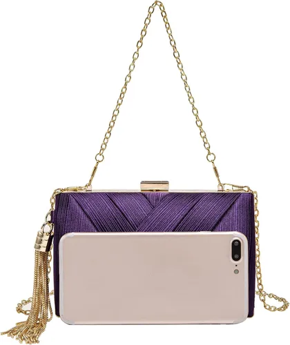 Vista 3 de Elegante bolso de mano con colgante de borla para mujer, bolso de mano de seda para novia, boda, baile de graduación, fiesta nocturna