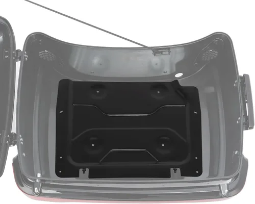 Vista 8 de Respaldo de Maletero de Equipaje King Tour Negro Brillante con Placa de Rack de Montaje Compatible con Harley Modelos Touring 2014-2025 Road Glide