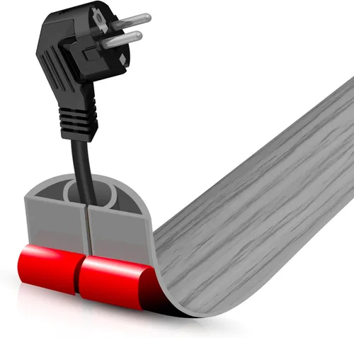 Vista 40 de Cubierta autoadhesiva para cables de suelo, gestión de cables de 3.3 pies, protector de tira de extensión para cables, evita tropiezos de cables