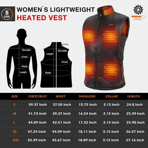 Vista 5 de DUKUSEEK Lightweight Heated Vest, Men Rechargeable Heating Vest w 7.4V Battery and Hand Warmer for Hiking Camping