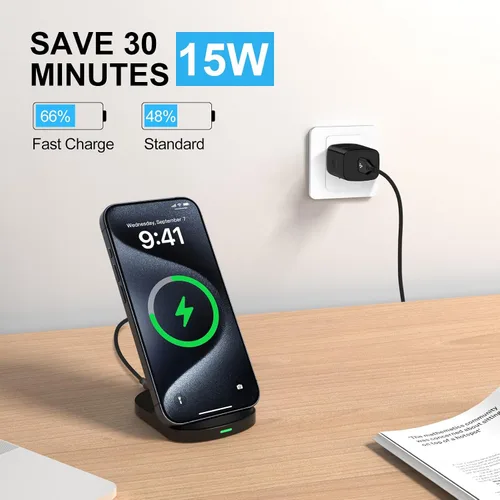Vista 3 de Soporte de carga inalámbrico rápido de 15 W para Google Pixel 10 Pro XL/9/8a/8 Pro/7a/7, estación de carga inalámbrica para teléfono Android