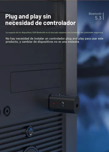 Vista 6 de 5.3 transceptor 2 en 1 receptor BT, adaptador Bluetooth USB, adaptador de audio inalámbrico, baja latencia, alimentación por USB para PC
