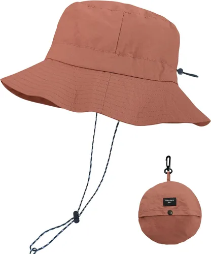 Vista 29 de PFFY Packable Sun Bucket Hat for Men Women Outdoor UV Protection Sun Hats Caqui