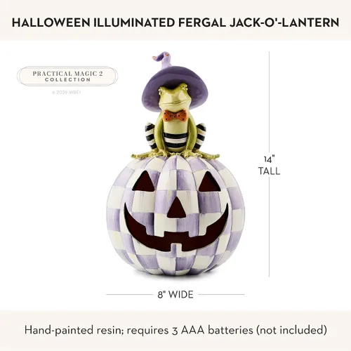 Vista 4 de MACKENZIE-CHILDS Fergal iluminado de Halloween Jack-O'-Lantern Halloween Fergal