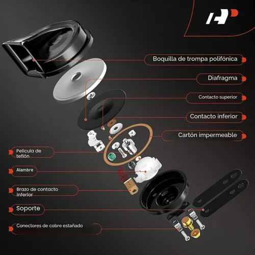 Vista 4 de A-Premium - Bocina de caracol alta universal eléctrica - 12V 110dB - Compatible con la mayoría de los coches de pasajeros, vehículos