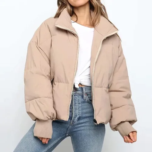 Vista 3 de Oggfader Chaqueta acolchada de invierno para mujer, manga larga, abrigo cálido, chaquetas acolchadas a la moda