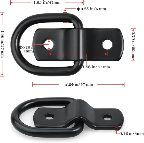 Vista 3 de Anclaje de amarre de anillo en D de 1/4 de pulgada, anillos de anclaje de remolque de alta resistencia, capacidad de 2400 libras, remolques