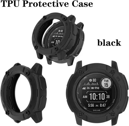 Vista 5 de Protector de pantalla de reloj compatible con Garmin Instinct 2x Solar, película de vidrio templado, antiarañazos, cobertura completa de alta