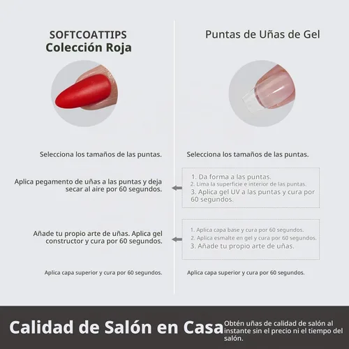 Vista 7 de BTArtboxnails Press On Nails, Long Square Red Fake Nails, 160Pcs A-L Square