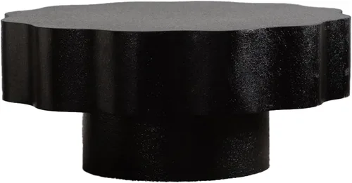 Vista 9 de Mesa de centro redonda de 31.5 pulgadas, moderna mesa de té de madera con forma de borde ondulado, mesa de centro circular de madera de tambor