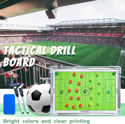 Vista 2 de Pure Vie Tabla magnética de tácticas de entrenamiento de fútbol, portapapeles de fútbol portátil para entrenadores de fútbol de borrado en seco